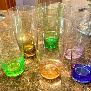 Spectrum Hand Blown Crystal Ombre Colored Glasses Dining Kitchen Entertain Party
